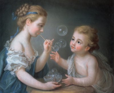 Children blowing bubbles by Jean Étienne Liotard